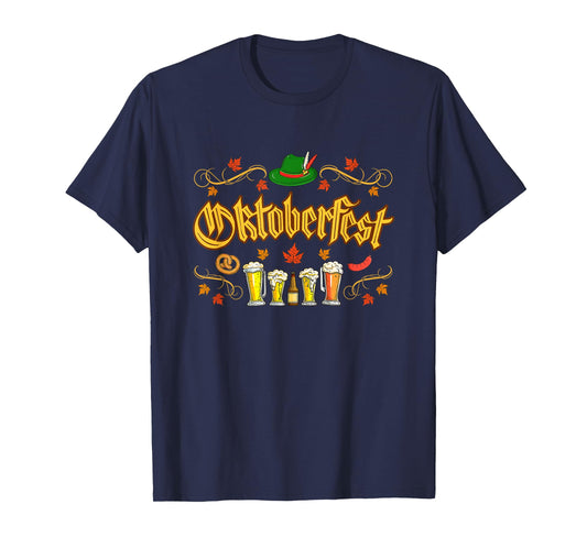 Oktoberfest Fall Autumn Leaves German Costume Women Men Kids T-Shirt