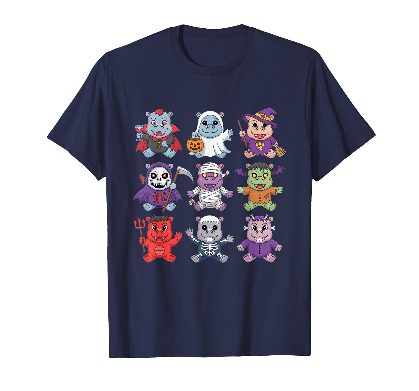 Hippo Ghost Witch Zombie Mummy Halloween Costume T-Shirt