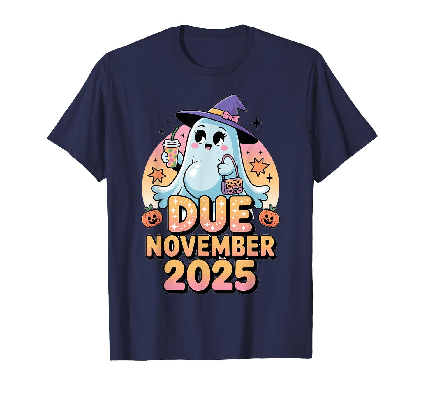 Halloween Pregnant Due November 2025 Mama Ghost Baby Mom T-Shirt