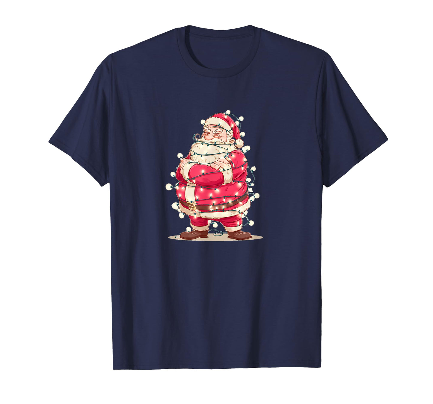 Funny Santa with Fairy Christmas Lights Costume T-Shirt