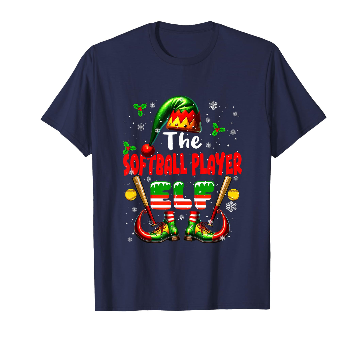 The Softball Player Elf Christmas Job Team Matching Parties T-Shirt