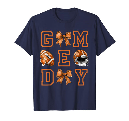 Autumn Coquette Bow Game Day American Football Player Coach T-Shirt