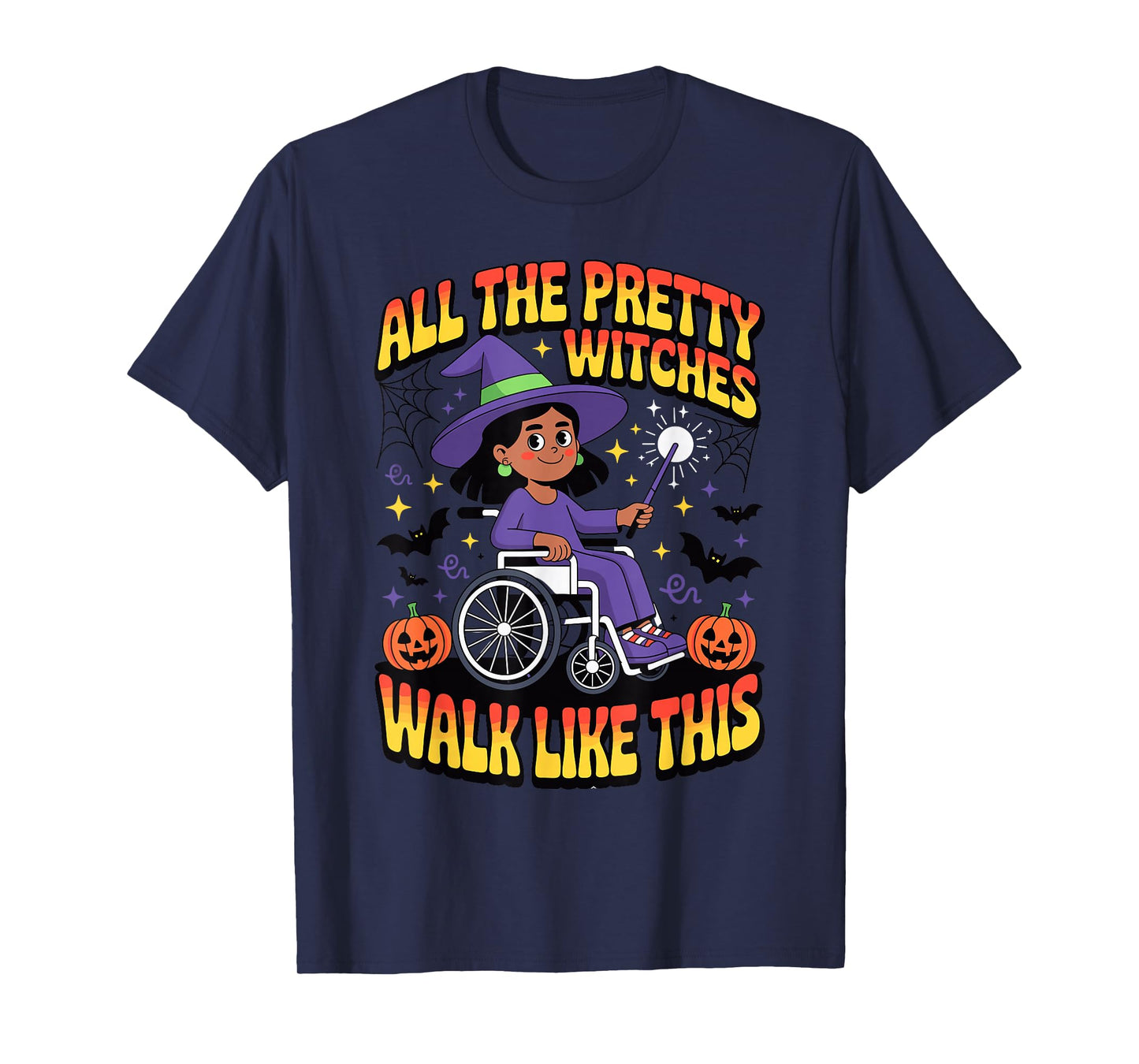 Wheelchair Costume Girl Halloween Handicap Joke Witch Hat Pr T-Shirt