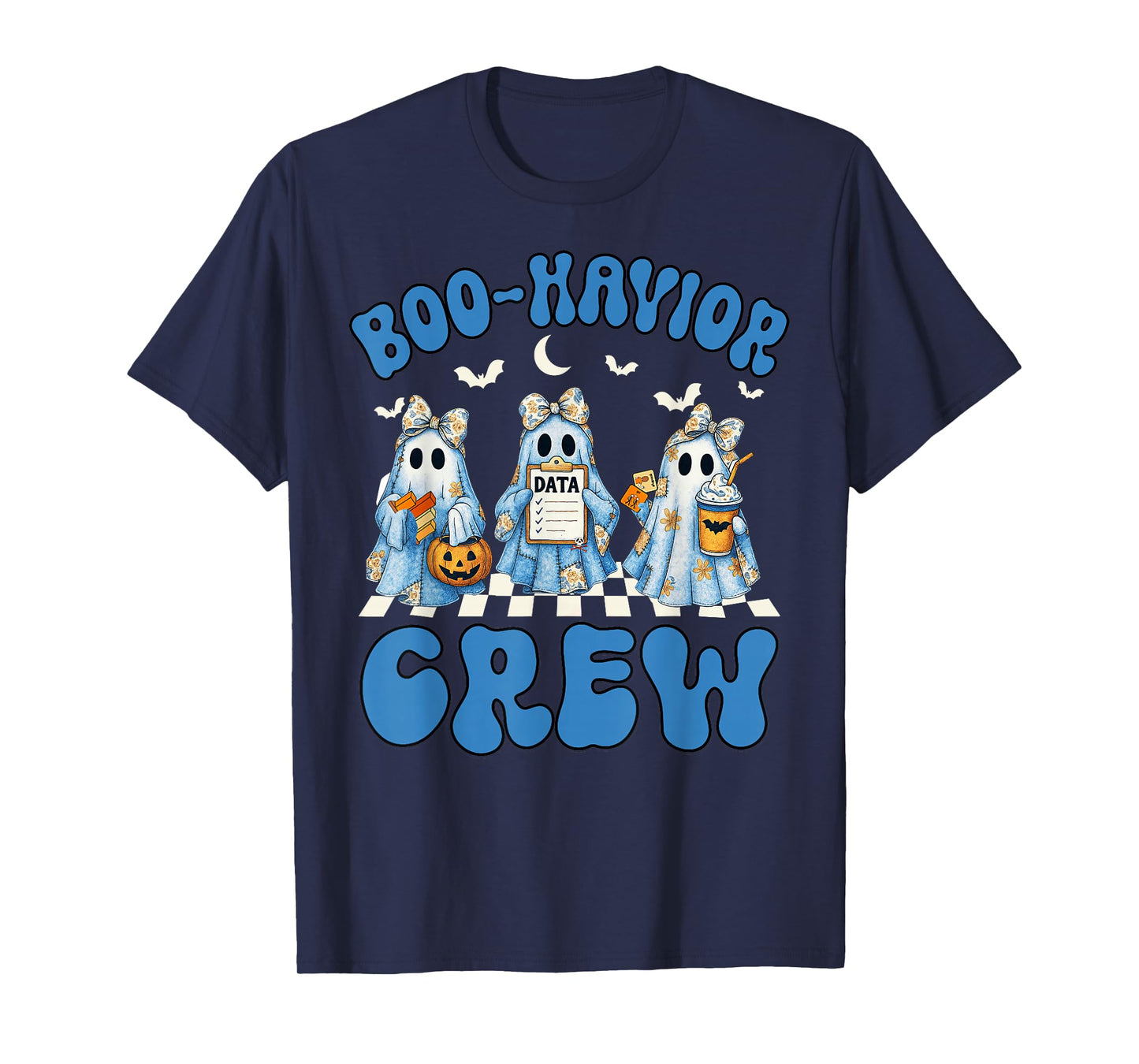 Groovy Boo Havior Crew Behavior Analyst Halloween Blue Denim T-Shirt