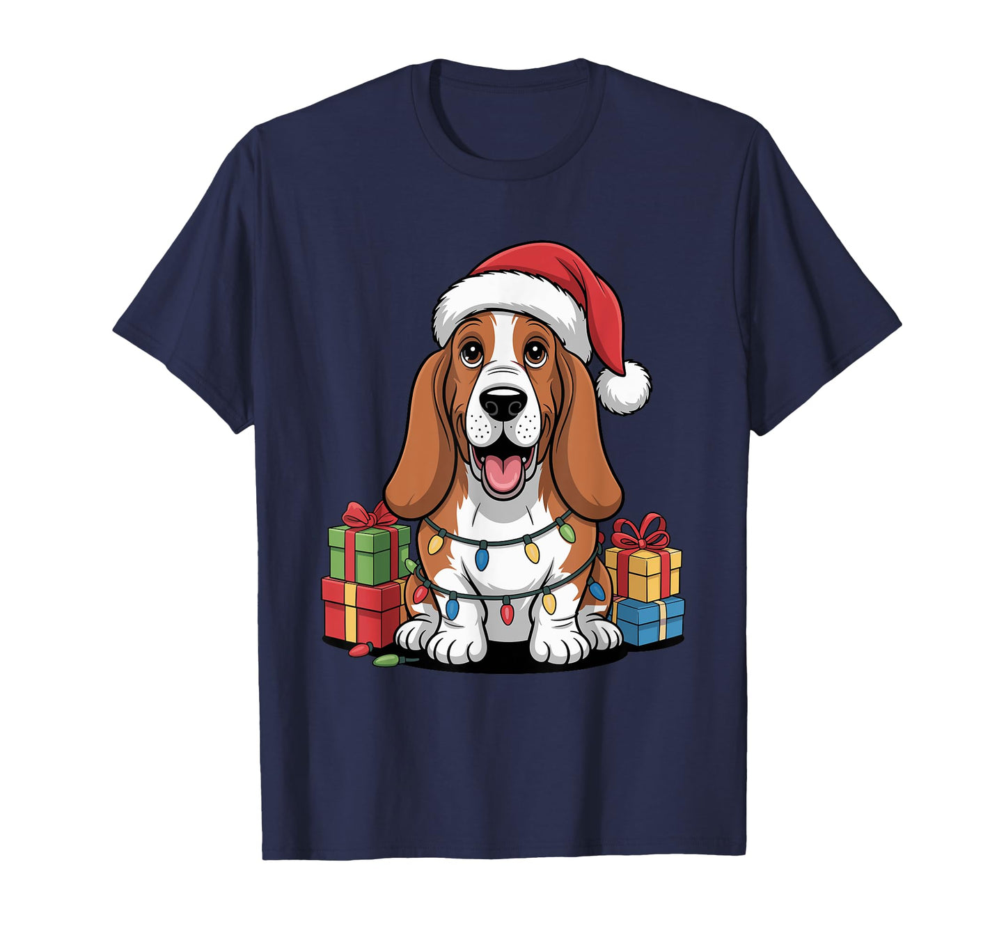 Cute Basset Hound Christmas Funny Basshole Dog Lover Holiday T-Shirt