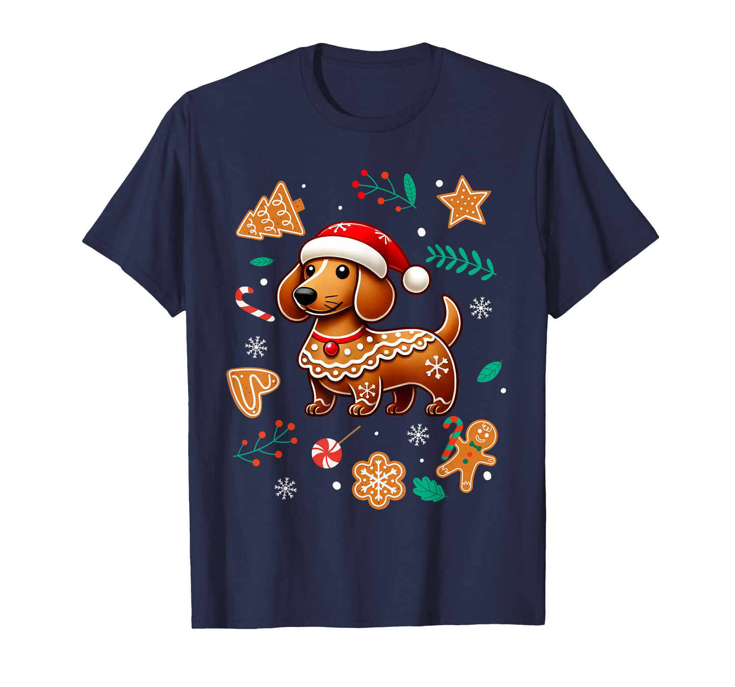 Gingerbread Weiner Dog Lover Dachshund Christmas Cookie T-Shirt