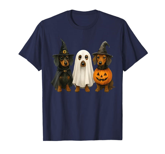 Dachshund Halloween Wiener Dog Pumpkin Weenie Witch Ghost T-Shirt