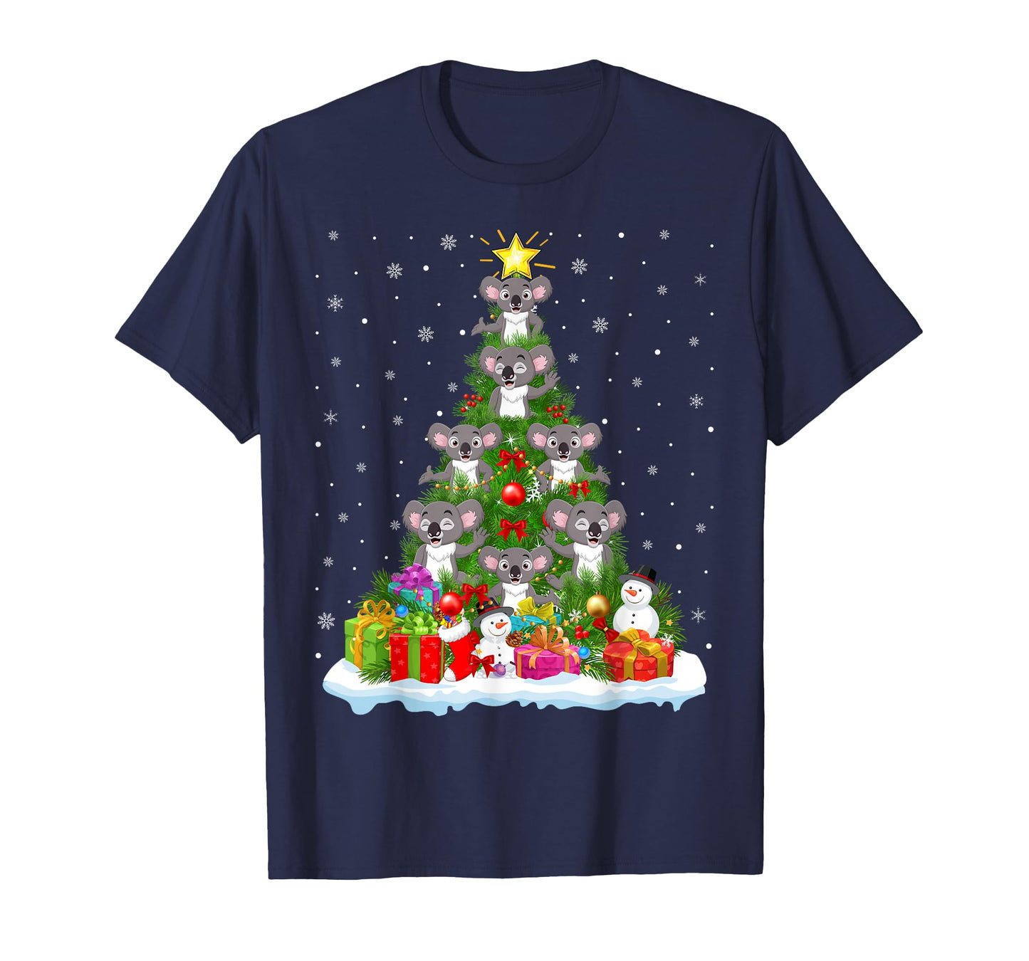 Koala Christmas Tree Holiday Decor Funny Xmas Lights T-Shirt
