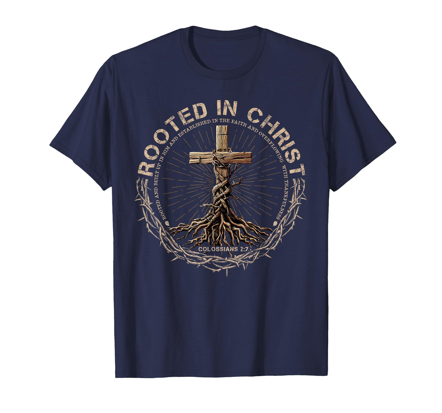 Rooted in Christ Shirt, Jesus Shirt, Vintage Cross Christian T-Shirt