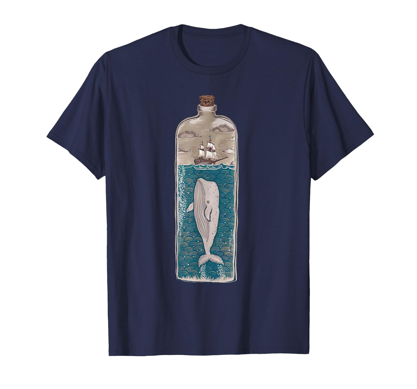Whale in a Bottle Nautical Ship and Ocean Lovers Vintage T-Shirt