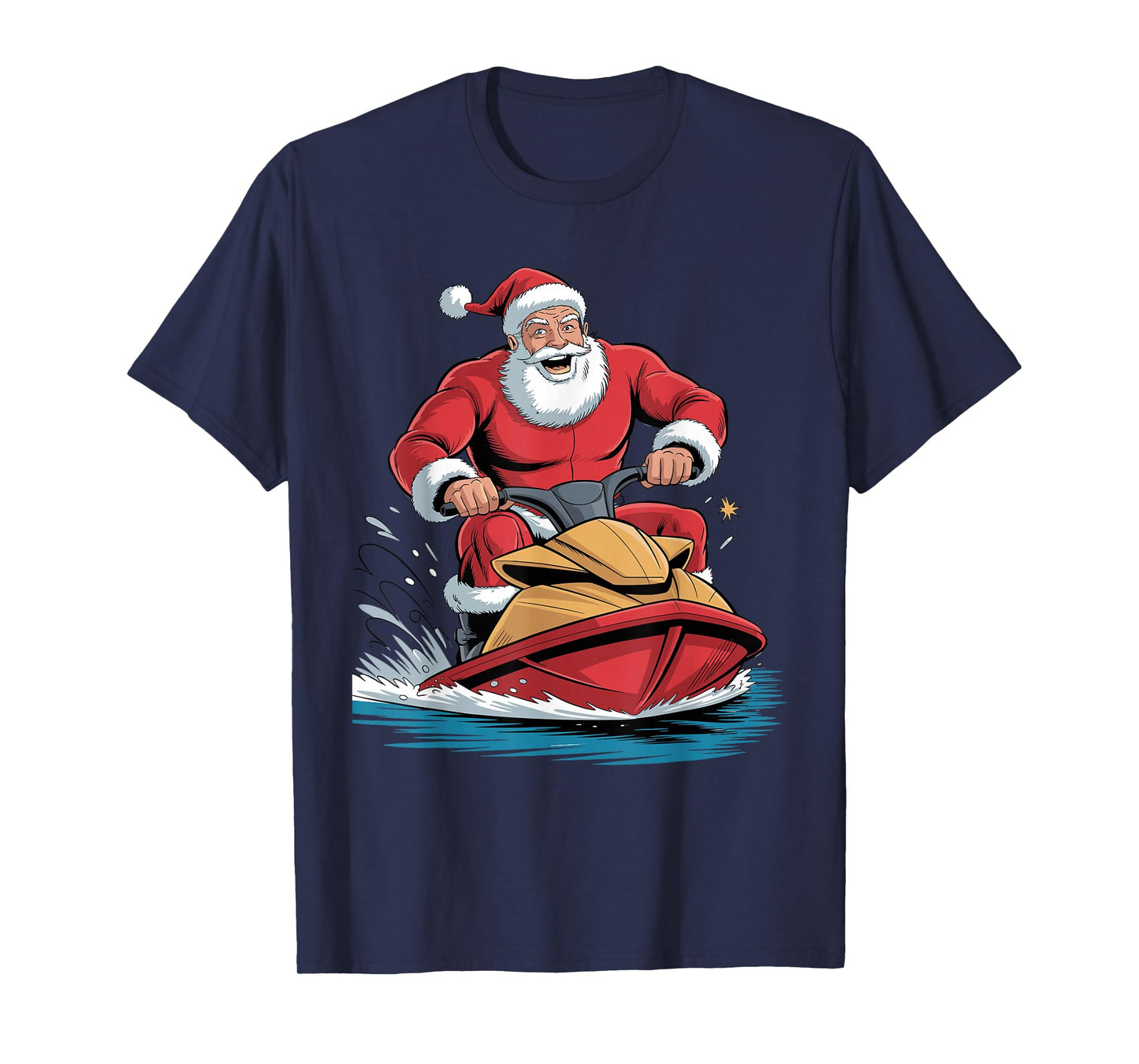 Santa Jet Skiing Funny Holiday Christmas Xmas Pajama T-Shirt