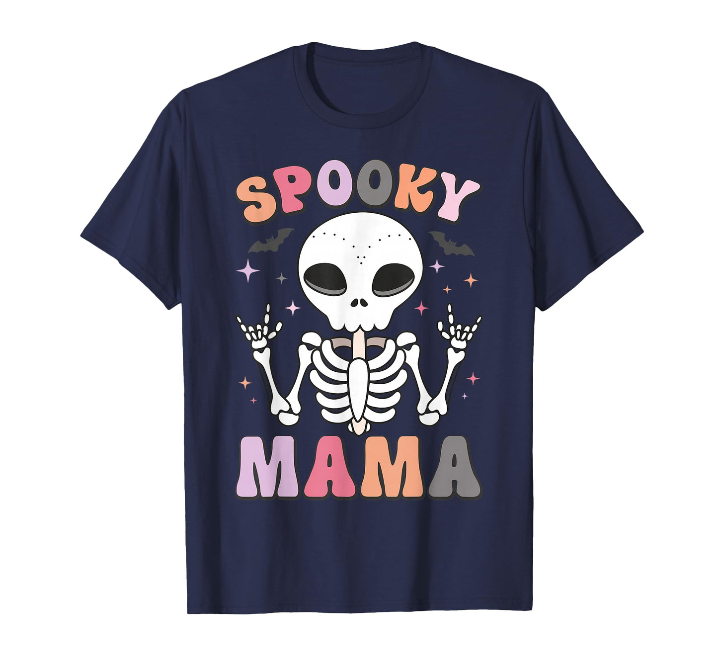 Spooky Mama Groovy Vintage Ghost Halloween Mom Mother T-Shirt