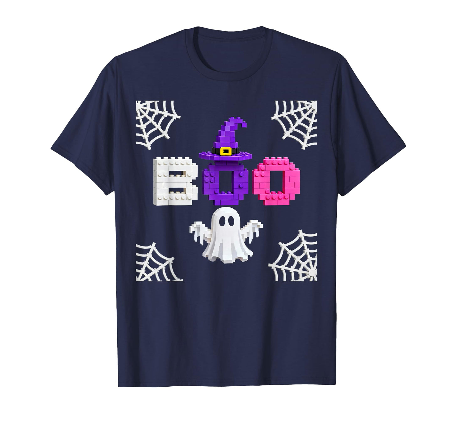 Halloween Boo Ghost Builder Blocks Building Boy Kids T-Shirt