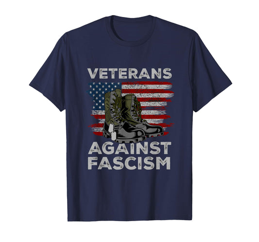 Veterans Against Fascism Vintage US Flag Combat Boots Army T-Shirt