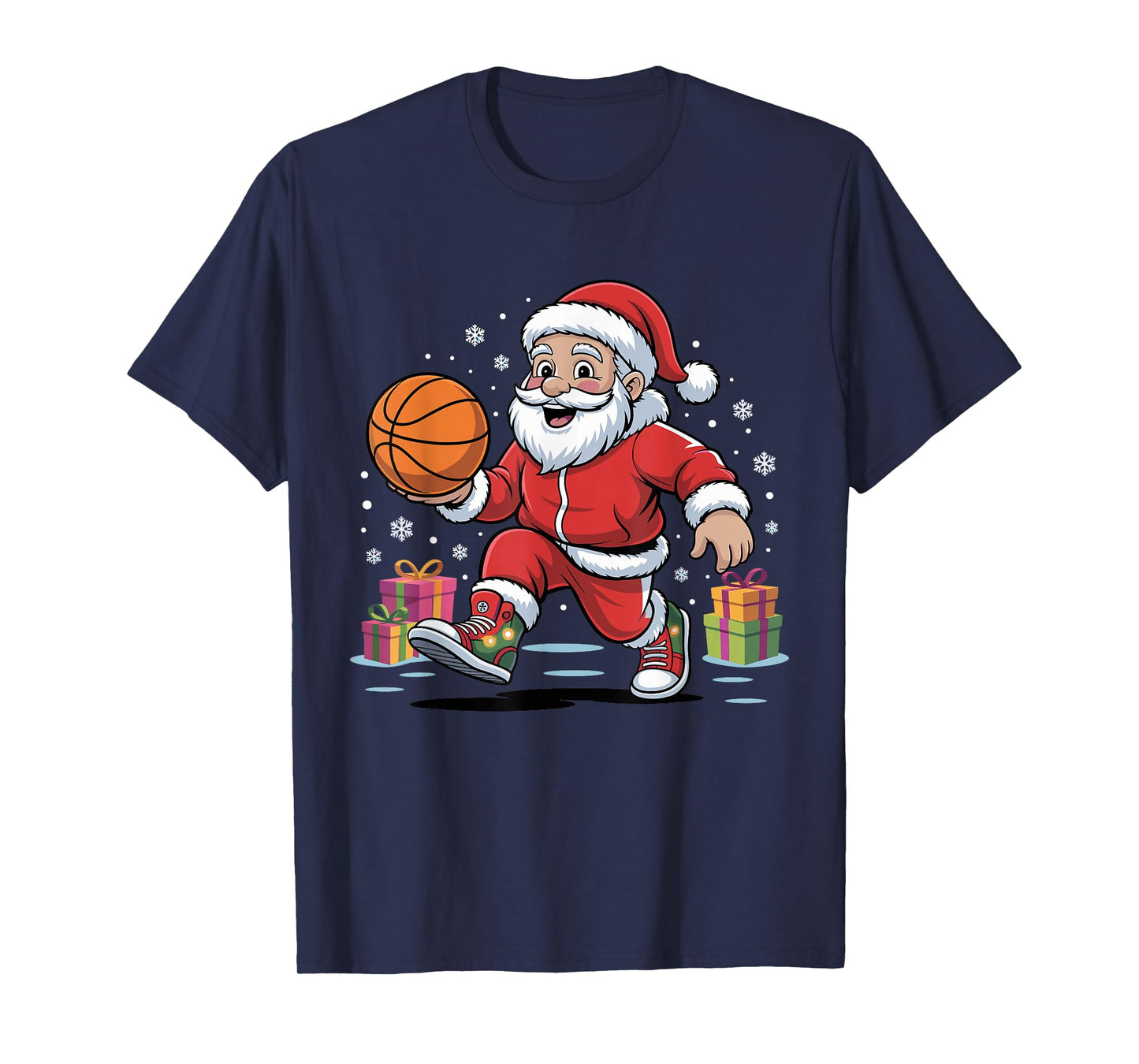 Santa Playing Basketball Funny Holiday Christmas Xmas Pajama T-Shirt
