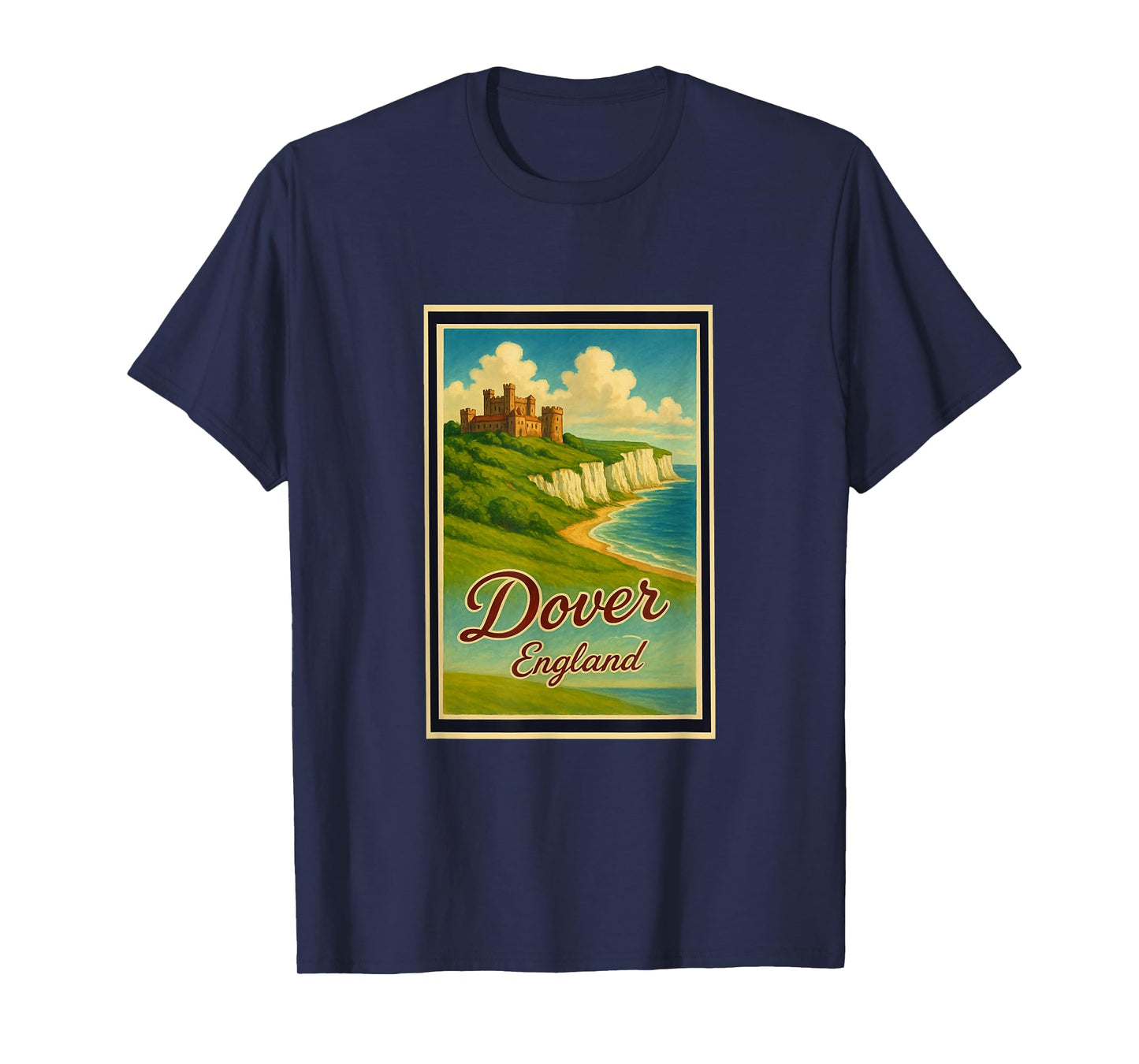 50s Vintage Dover Cliffs City England UK Poster Art Graphic T-Shirt