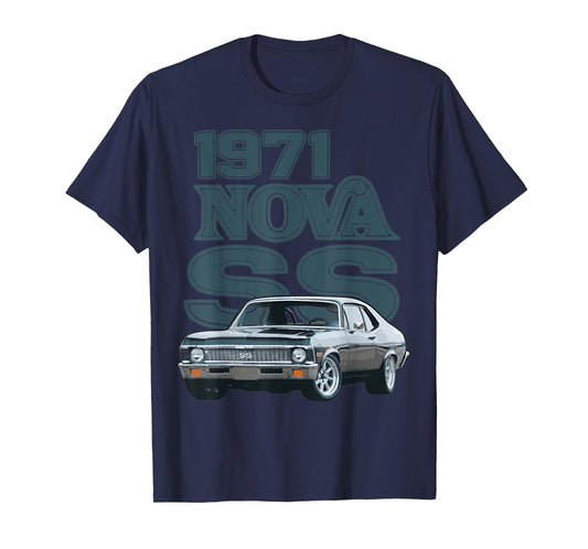 1971 71 Chevys Nova 2 Classic Car Old School Muscle Car T-Shirt