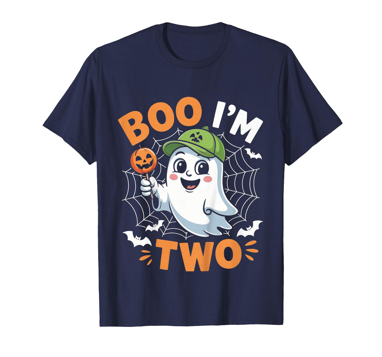 Boo I'm Two 2nd Birthday Youth Halloween Boys Ghost Groovy T-Shirt