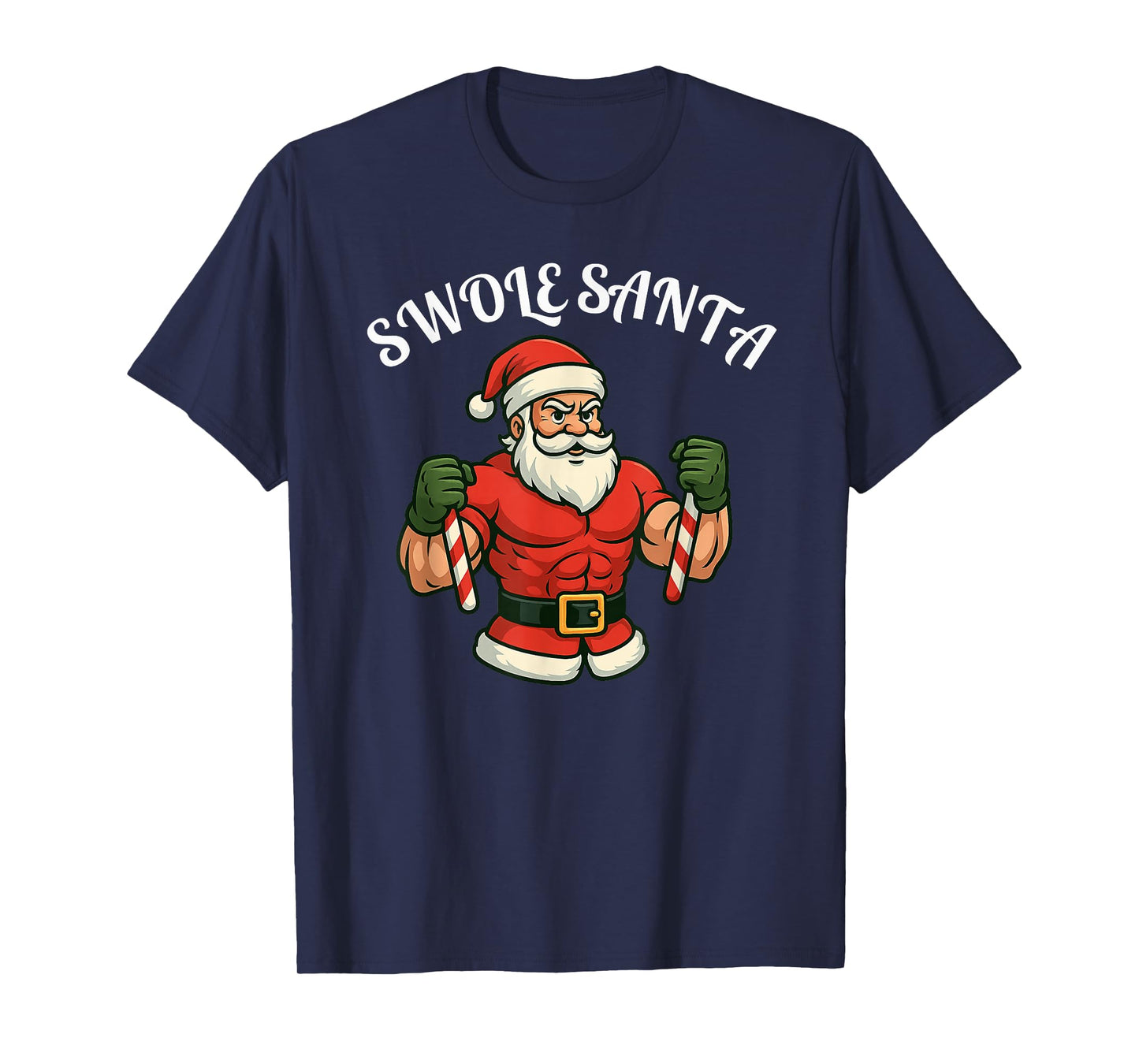 Swole Santa Christmas Workout – Funny Gym Holiday Fitness T-Shirt