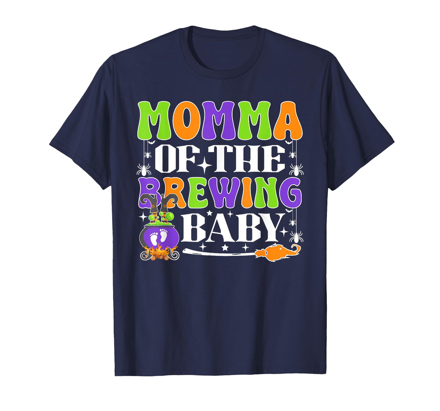 Momma of The Brewing Baby Halloween Witch Baby Shower T-Shirt