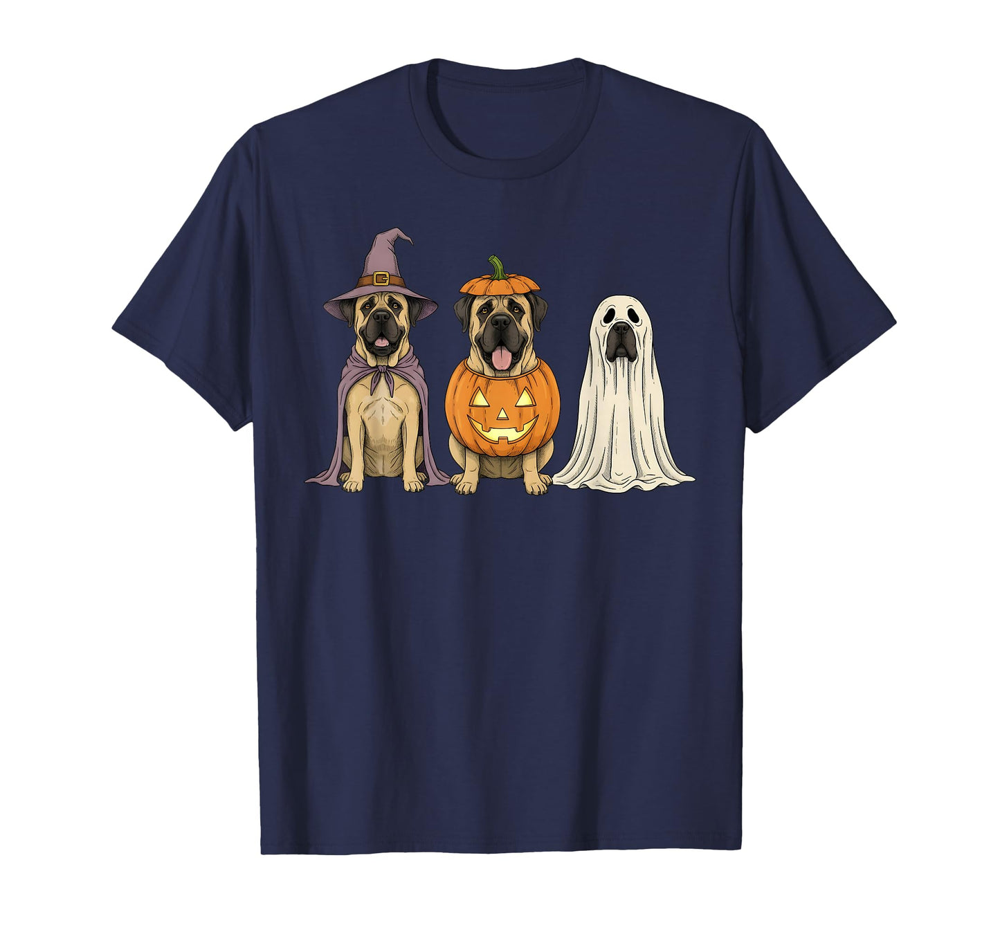 Spooky Ghost English Mastiff Pumpkin Halloween Dog Lover T-Shirt