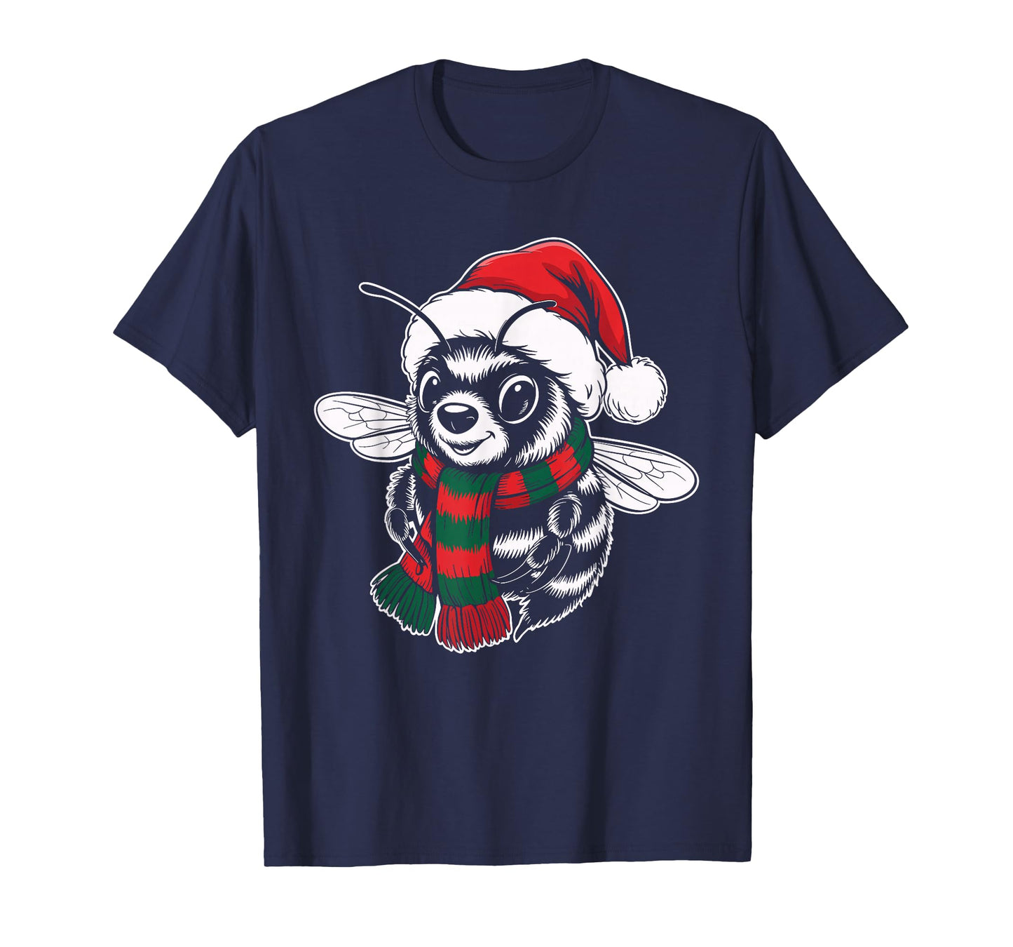 Bee Xmas Santa Hat Scarf Christmas Costume T-Shirt