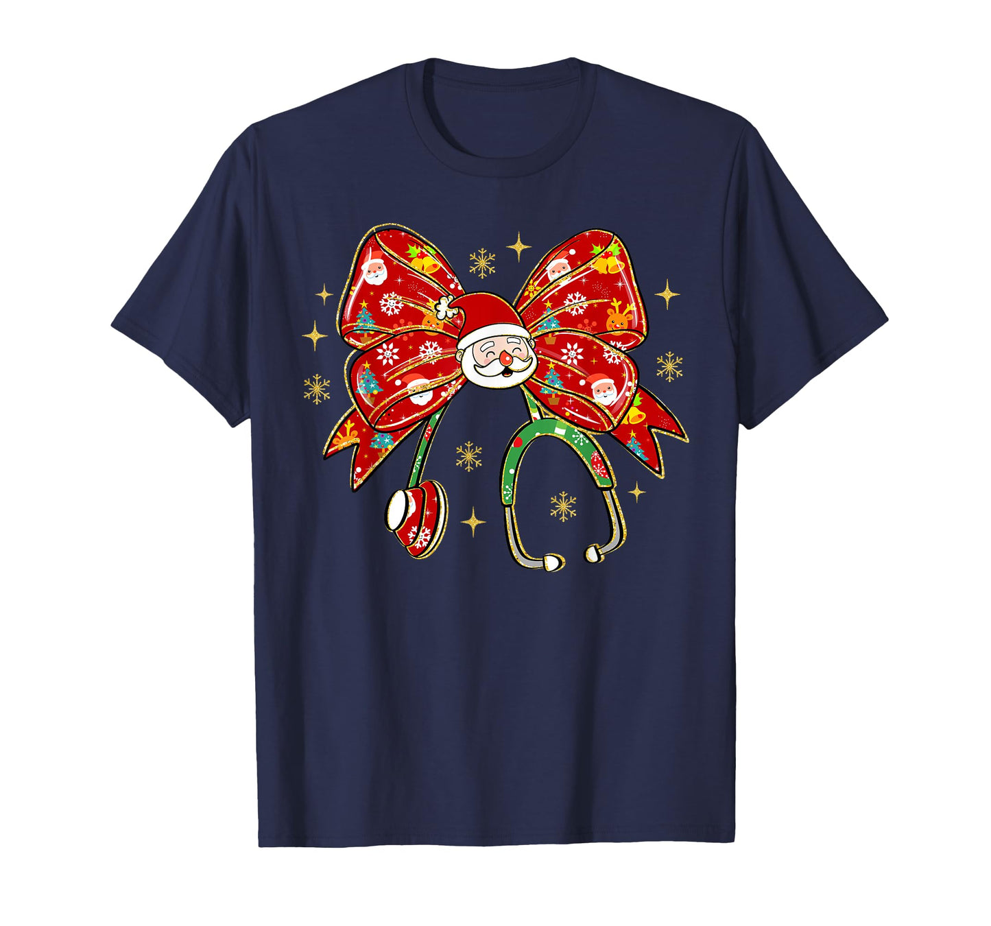 Nurse Christmas Santa Stethoscope Nursing NICU RN LPN T-Shirt