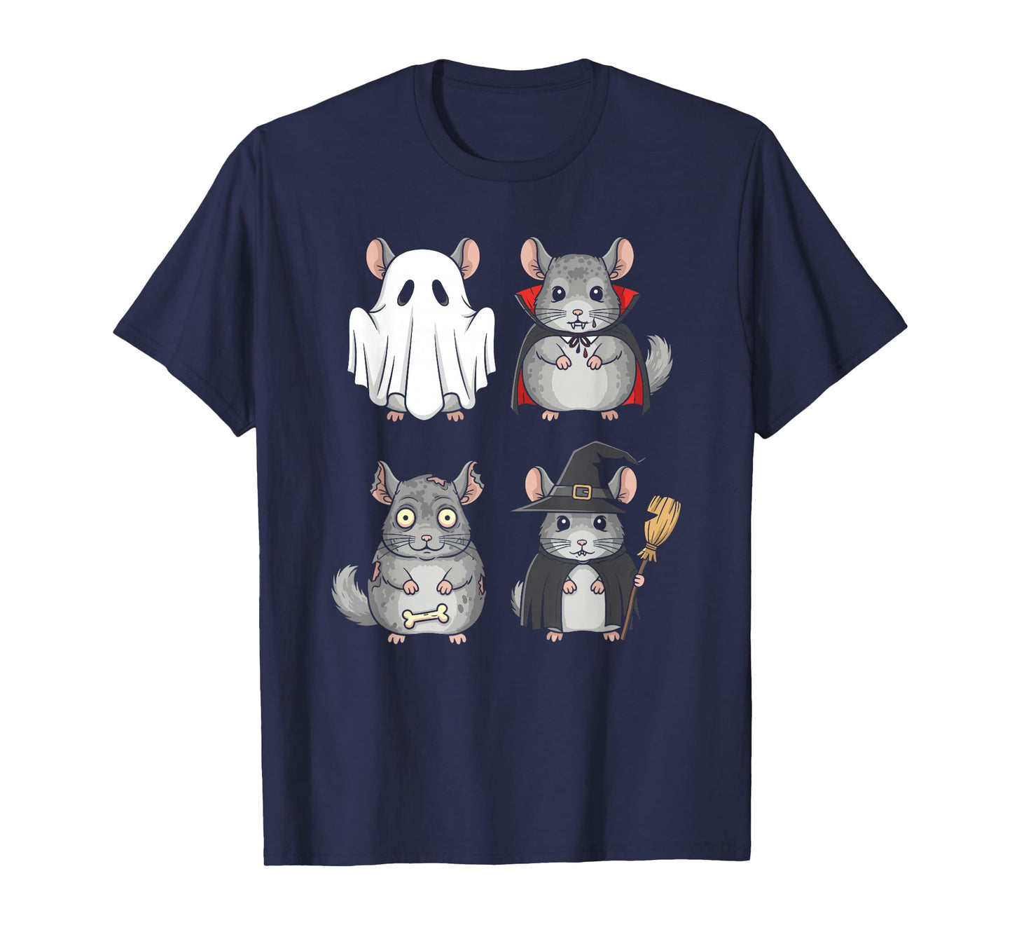 Halloween Cute Chinchilla Ghost Witch Costume Boys Girls T-Shirt