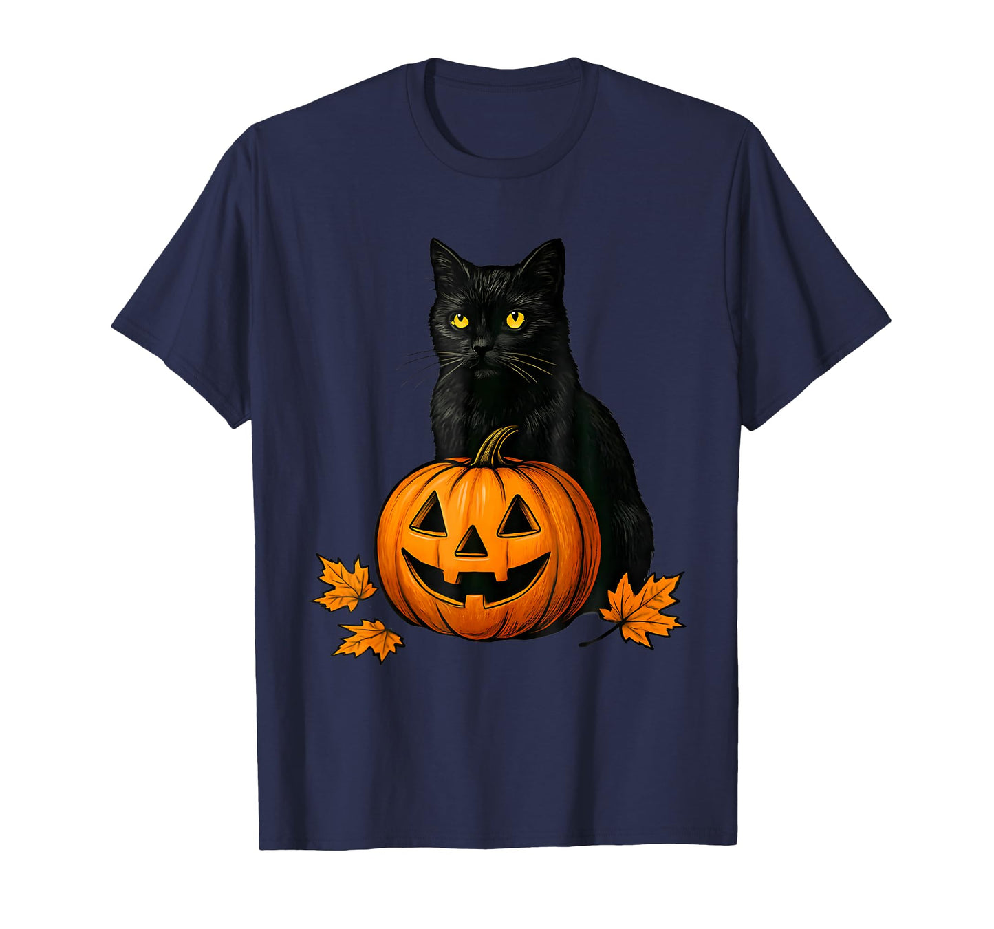 Retro Black Cat Pumpkin Halloween Costume Fall Autumn Season T-Shirt