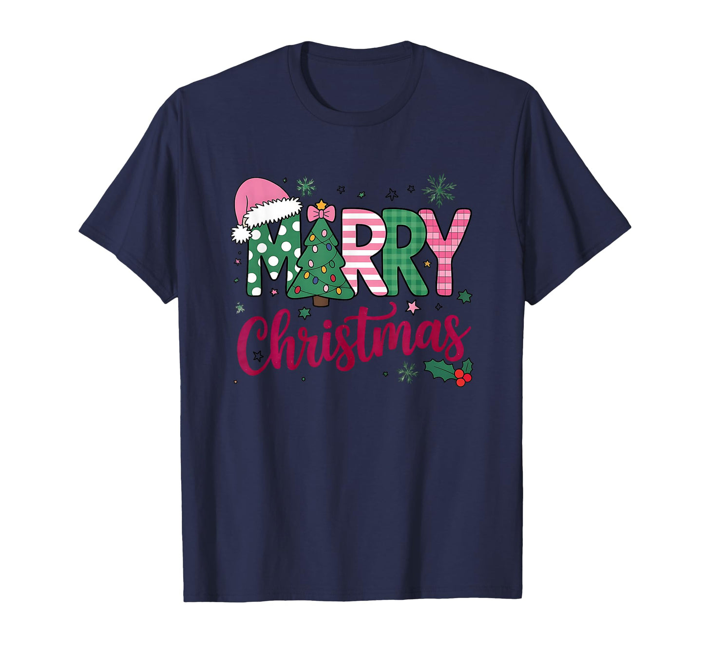 Marry Christmas Festive Tree Hat Design T-Shirt