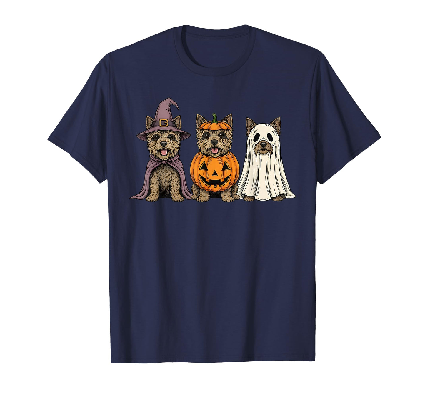 Spooky Ghost Cairn Terrier Pumpkin Halloween Dog Lover T-Shirt