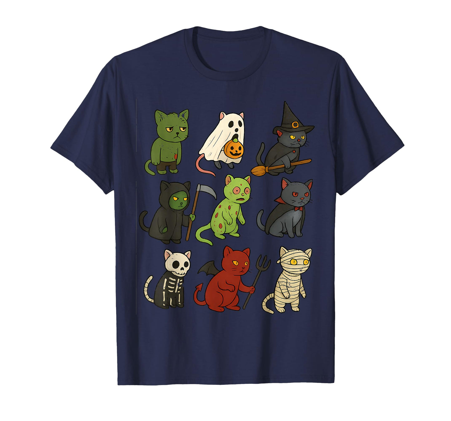 Cat Spooky Witch Boo Zombie Cat Halloween Boys and Girls T-Shirt