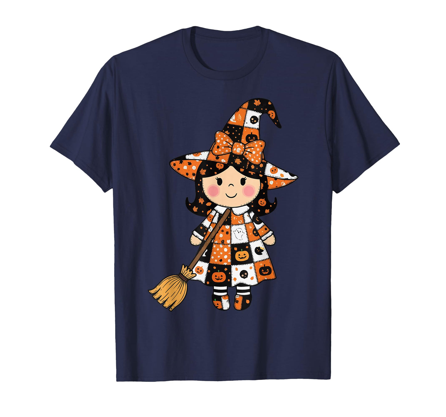Adorable Halloween Patchwork Witch T-Shirt