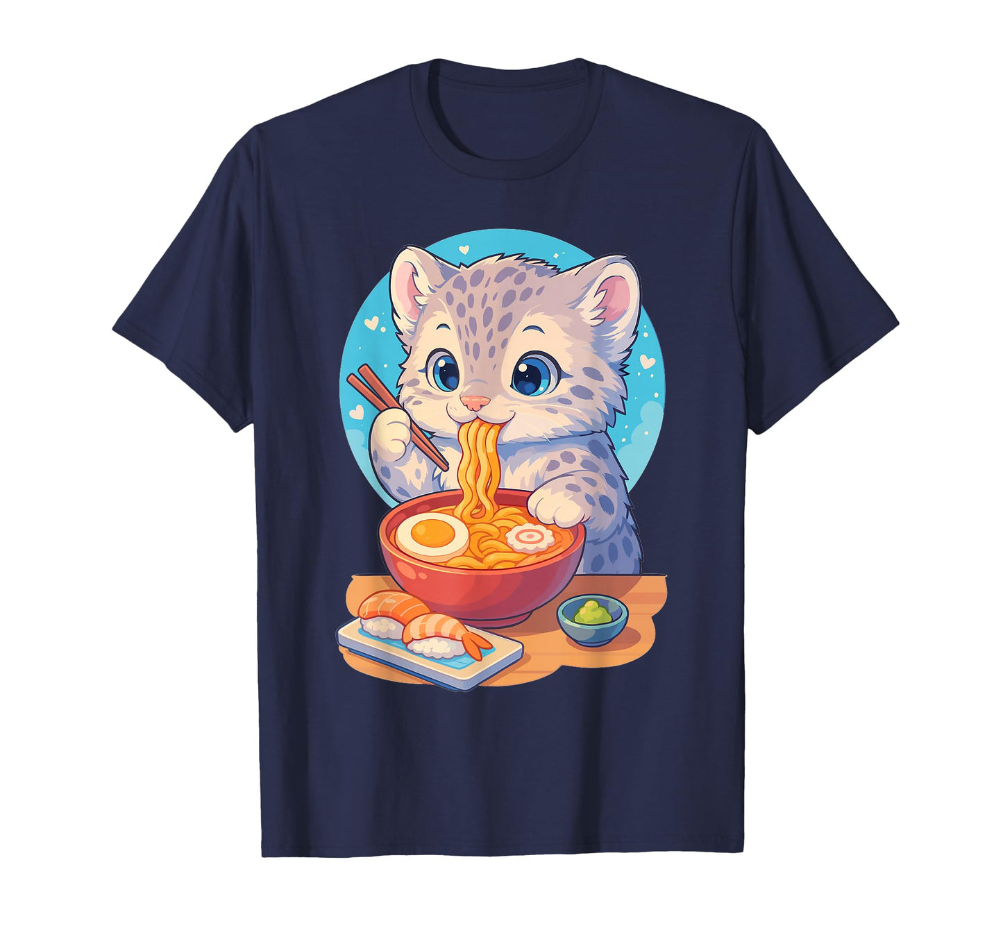 Snow Leopard Eats Ramen Noodles Japanese Vintage T-Shirt