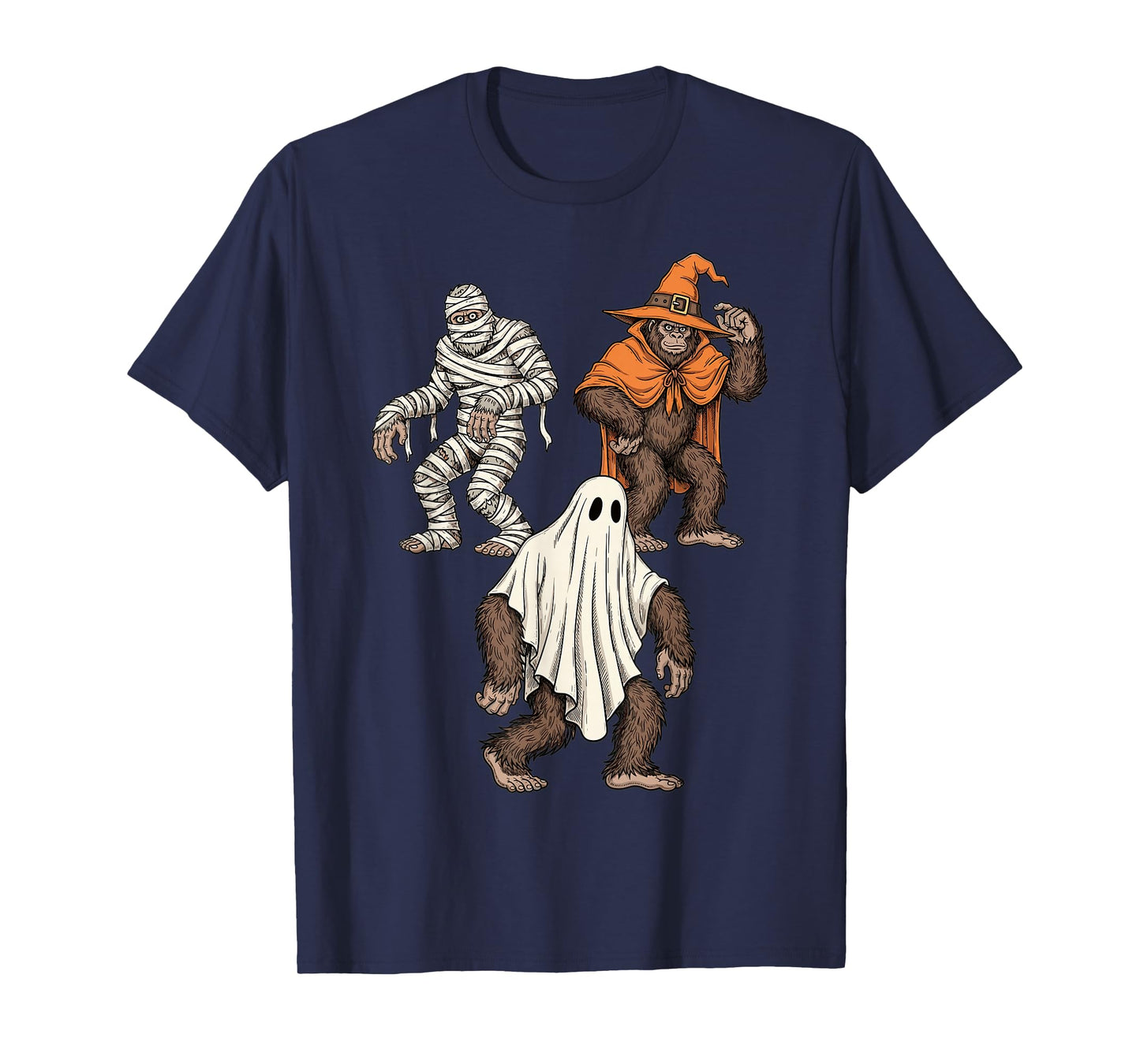 Halloween Bigfoot Mummy Ghost Witch Costume Art T-Shirt