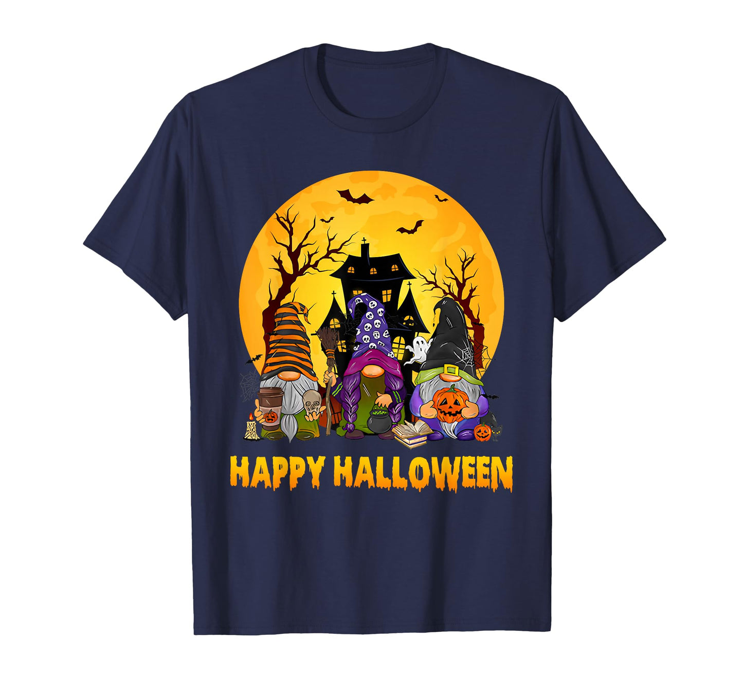 Vintage Retro Happy Halloween Witchy Gnomes Spooky Season T-Shirt