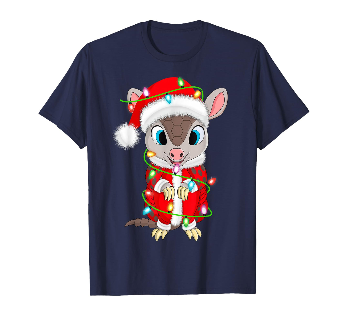 Armadillo Christmas Lights Santa Costume Cute Animal Xmas T-Shirt
