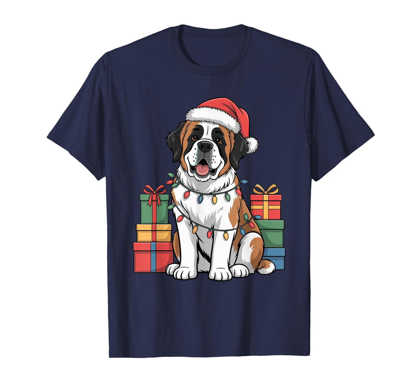 Cute Saint Bernard Christmas Design Funny Dog Lover Holiday T-Shirt