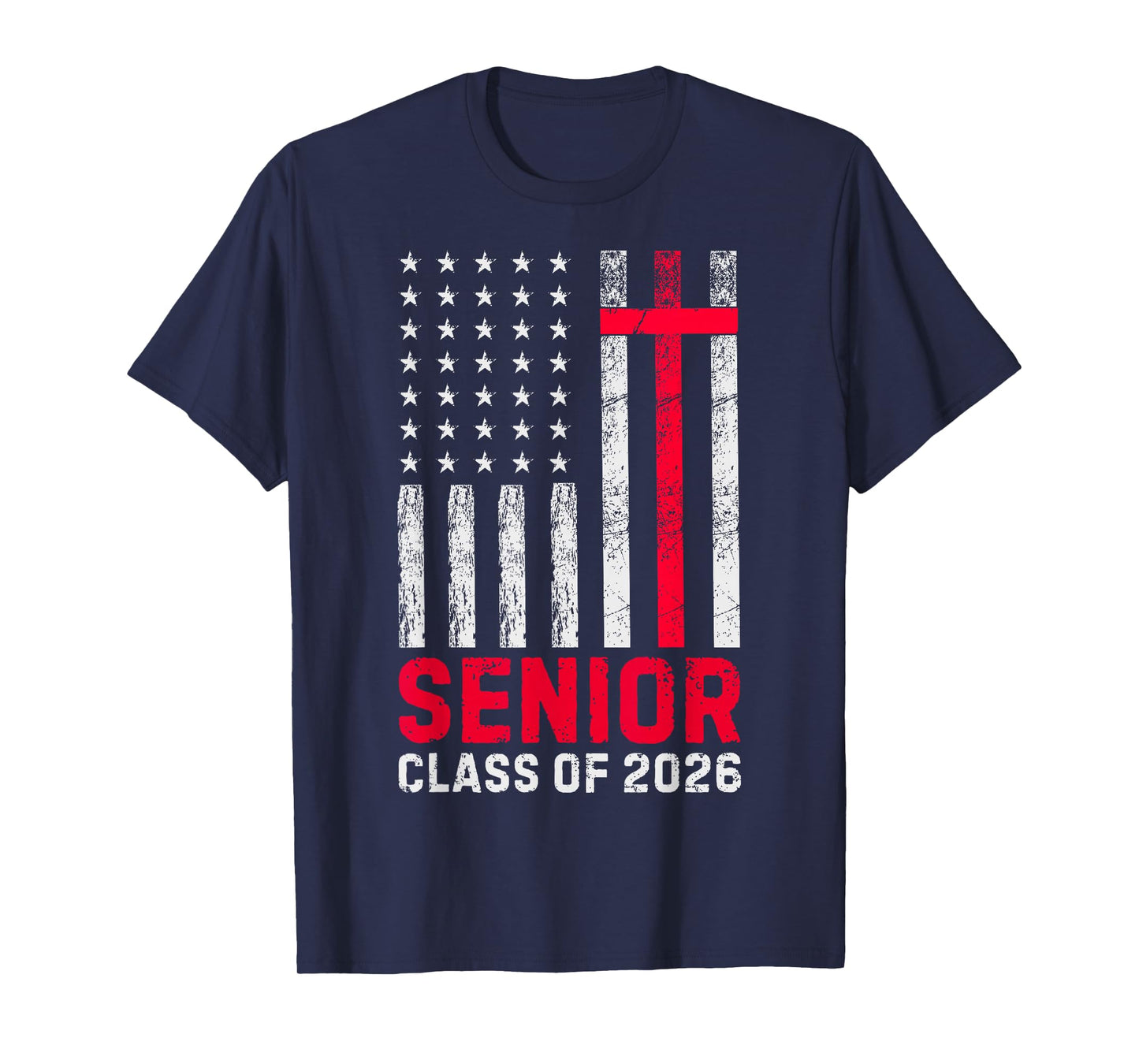 Senior Class of 2026 US Flag Cross Christian Graduation 2026 T-Shirt