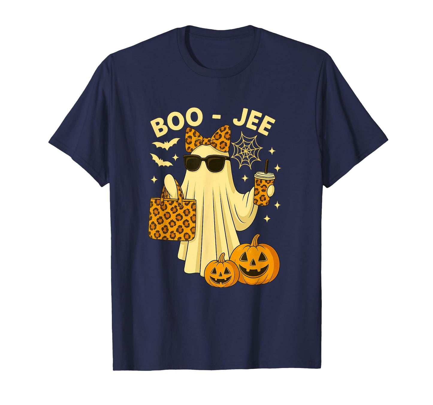 Coquette Leopard Ghost Coffee Boo-JEE Halloween Boujee Ghost T-Shirt