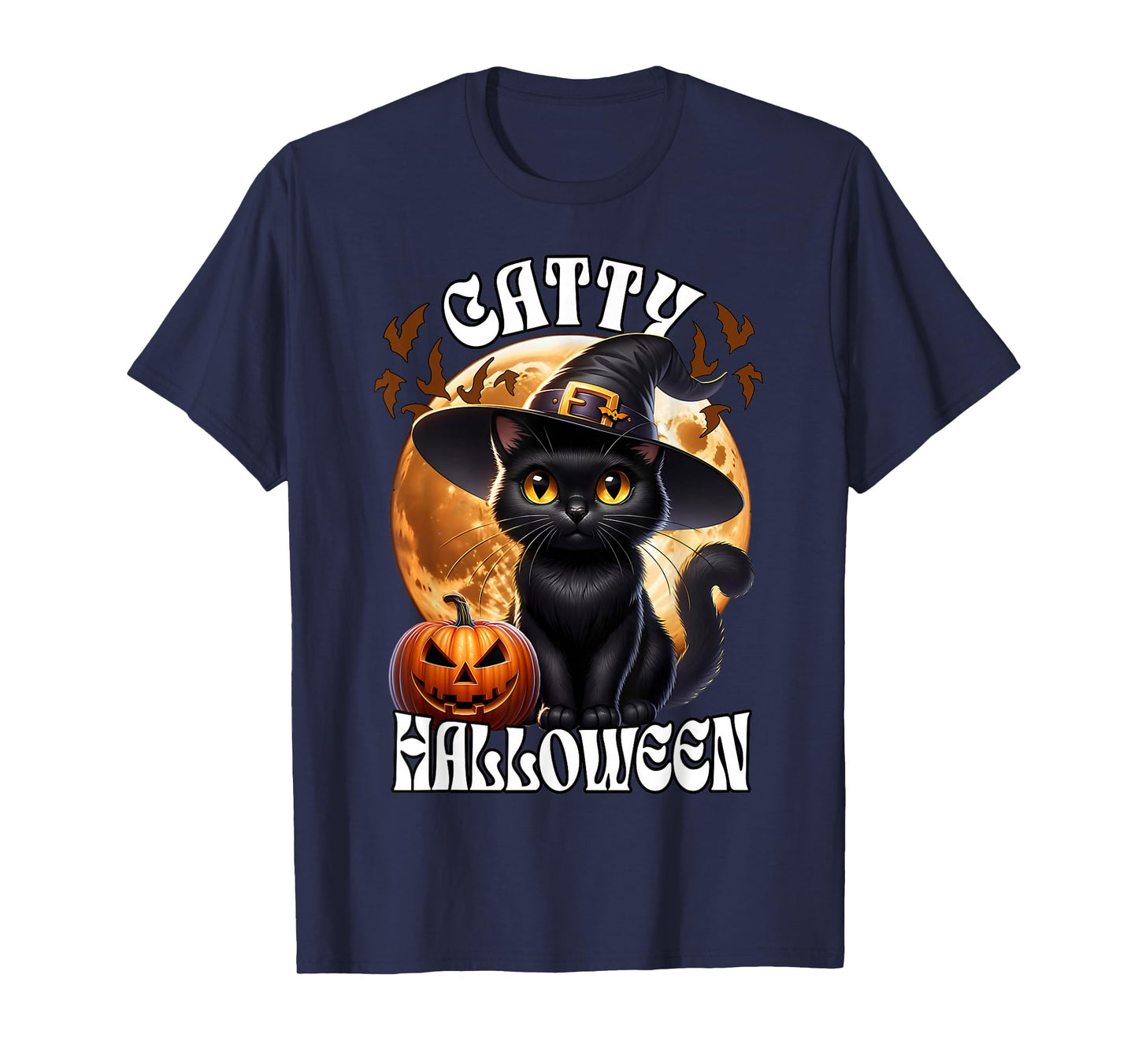 Black Cat Witch Catty Halloween Black Cat T-Shirt