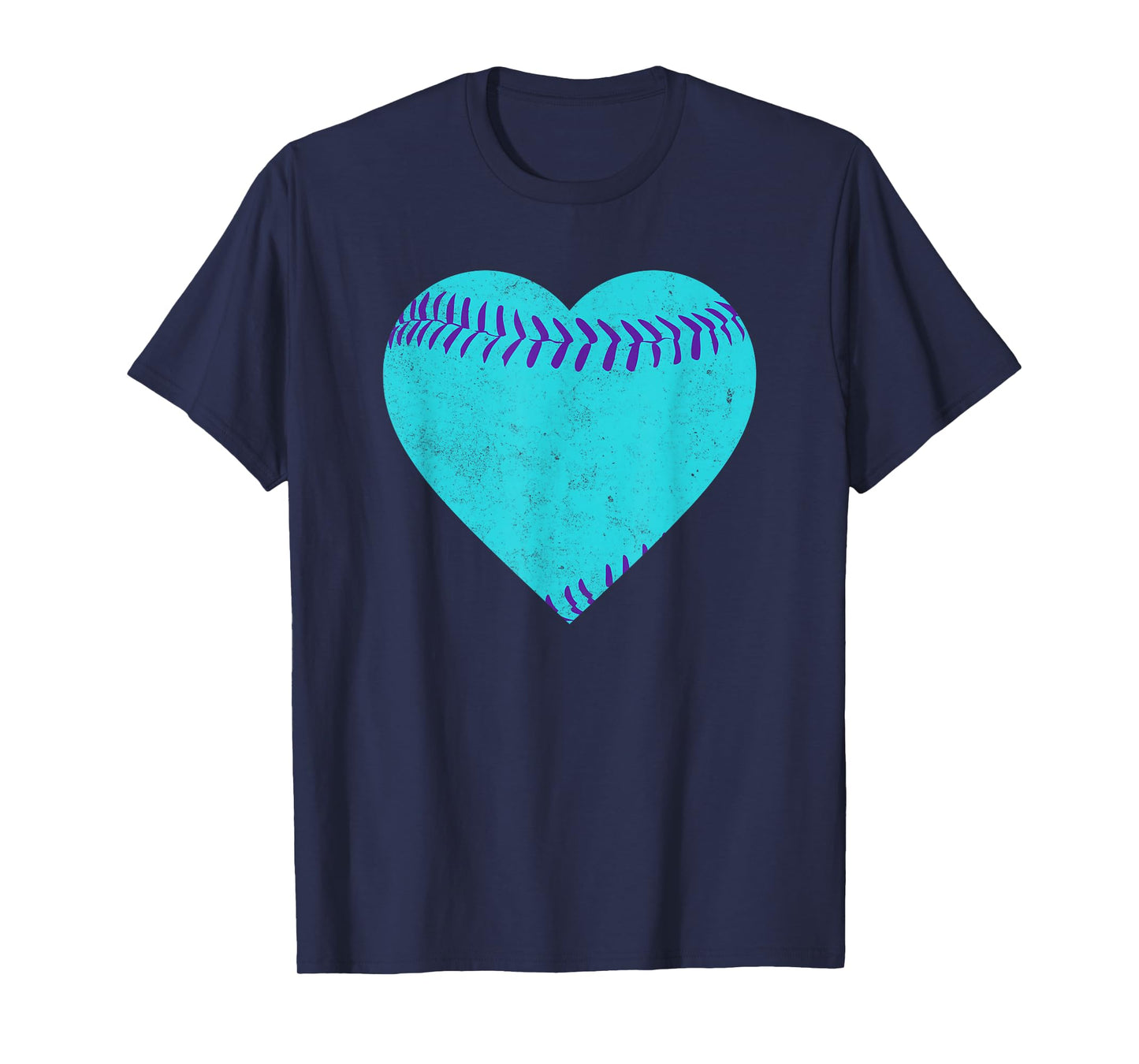 Vintage Teal and Purple Baseball Heart T-Shirt
