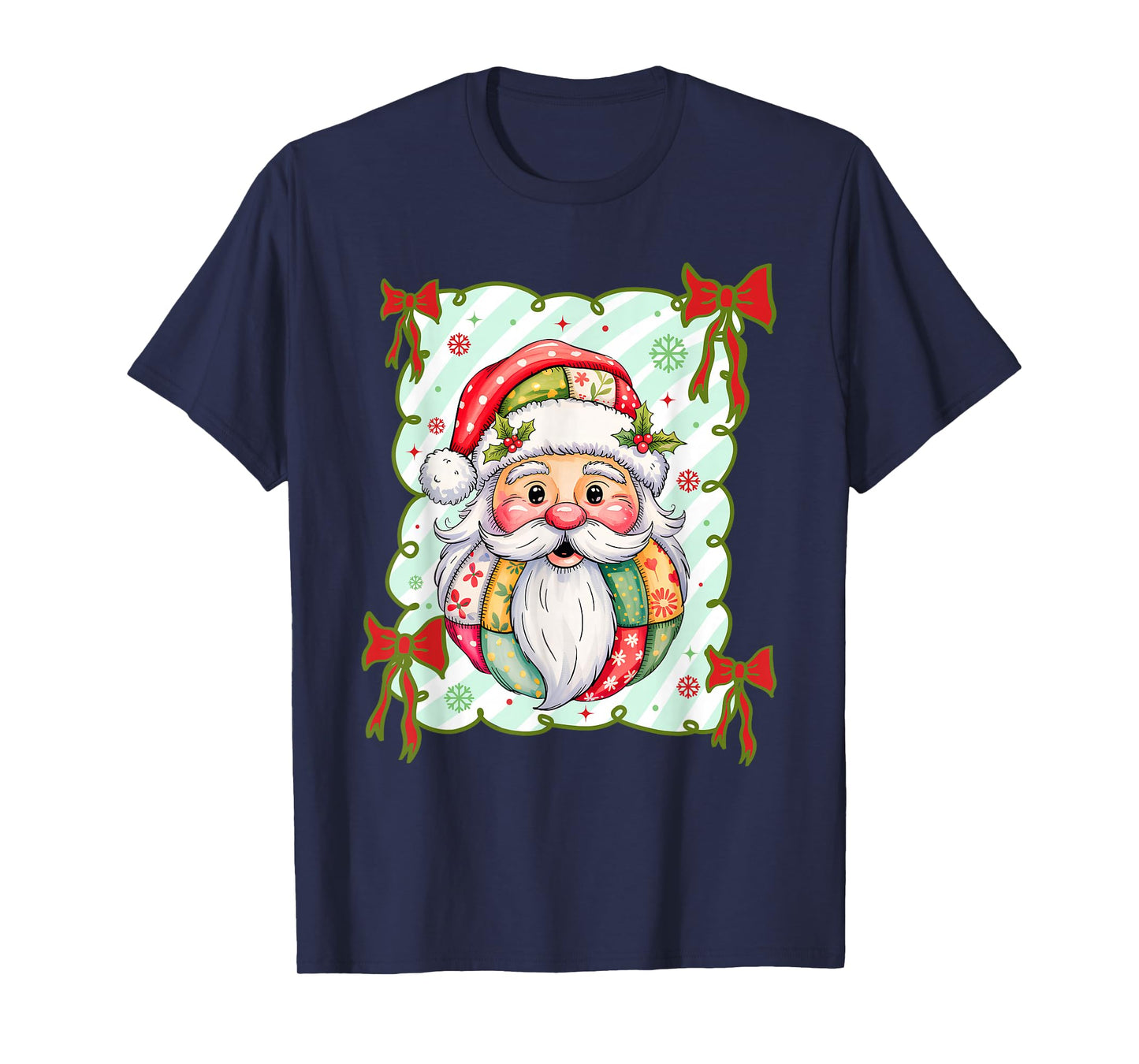 Coquette Patchwork Santa Claus Christmas, Santa Claus Xmas T-Shirt