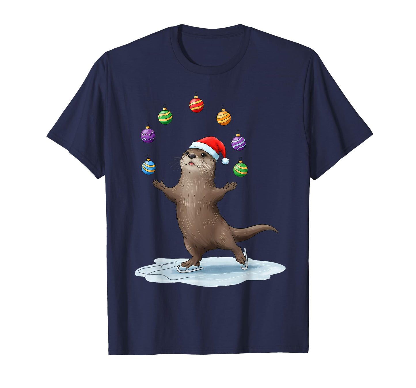 Winter Wonderland Otter Juggling Holiday Cheer T-Shirt