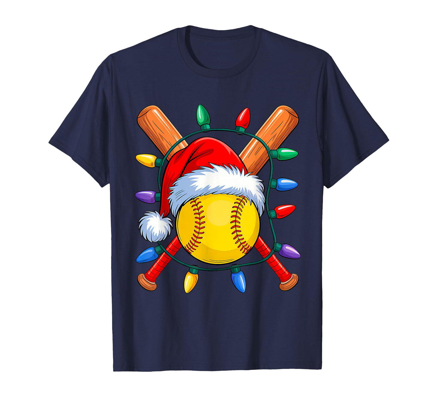Christmas Softball Xmas Santa Sports Hat Mens Womens Kids T-Shirt