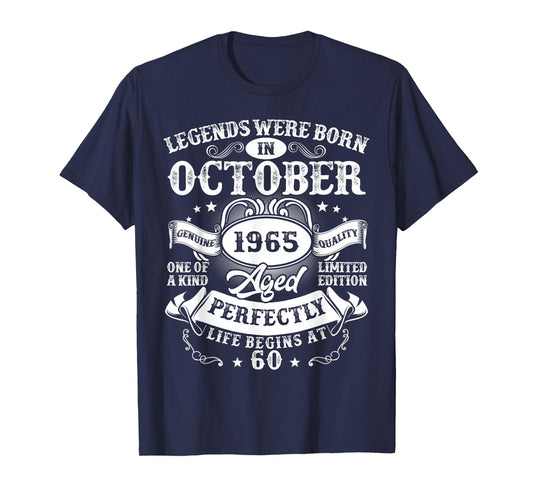 Legends Were Born in October 1965 Vintage 60th Birthday Men T-Shirt