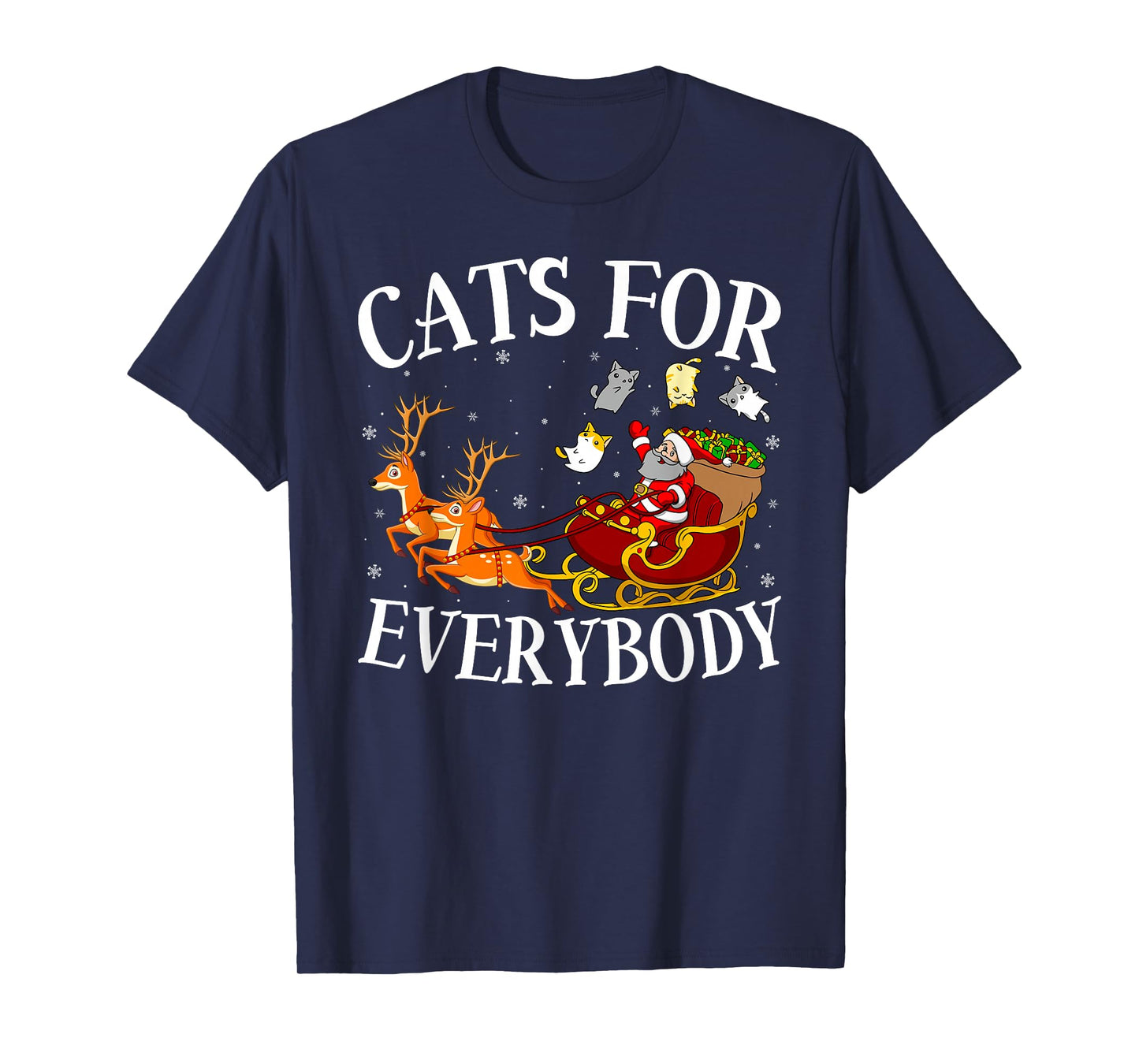 Cats for Everybody Christmas Pajamas Santa Sleigh Cat Xmas T-Shirt
