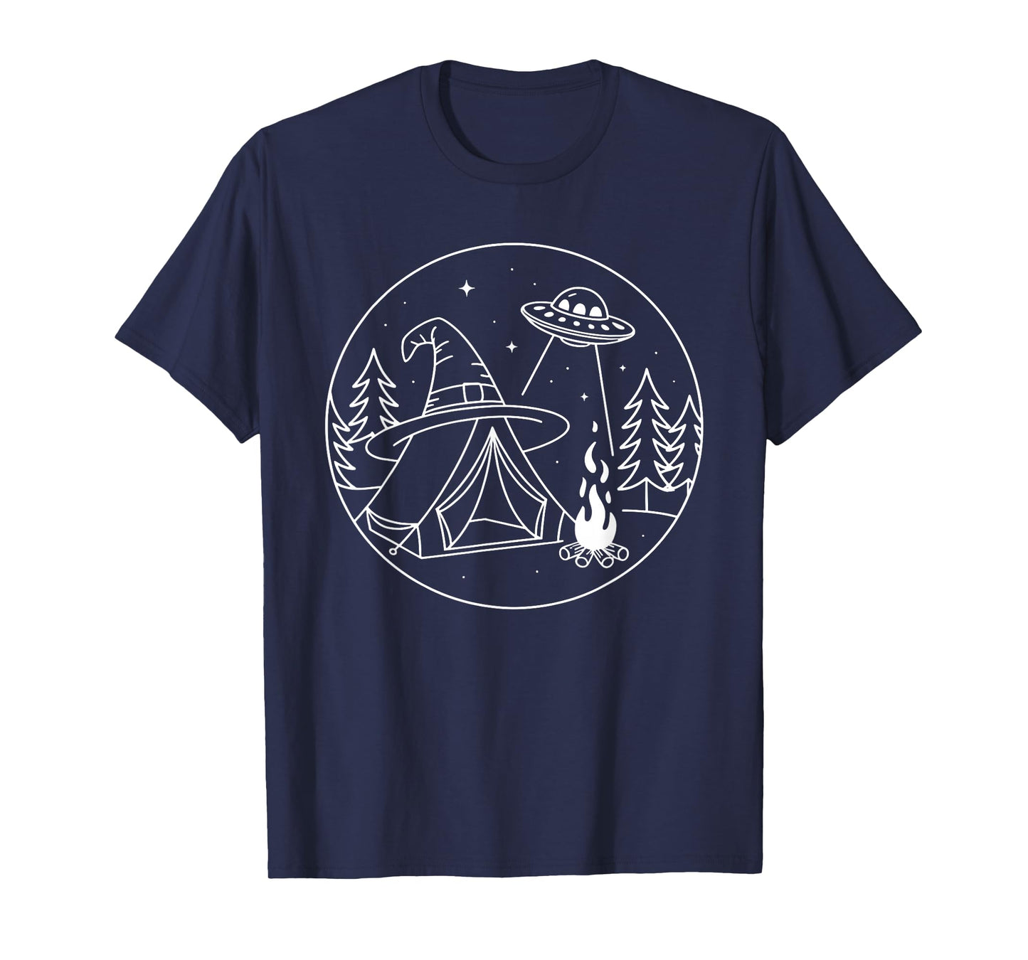 Witchy Camping UFO Sighting Minimalist Art T-Shirt