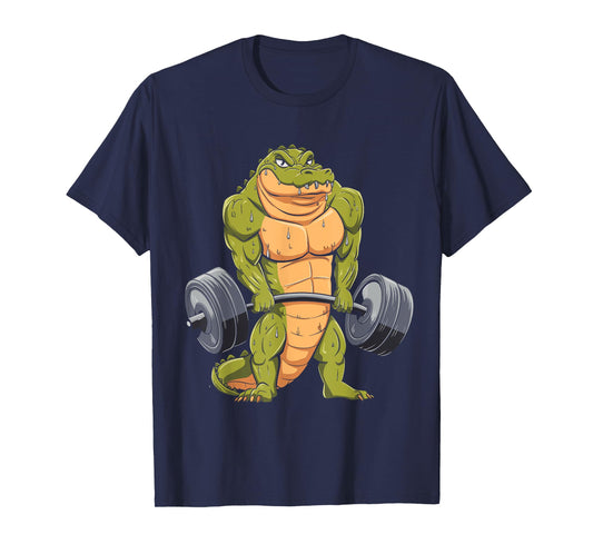 Funny Alligator Weightlifting Deadlift Fitness Gym Barbell T-Shirt