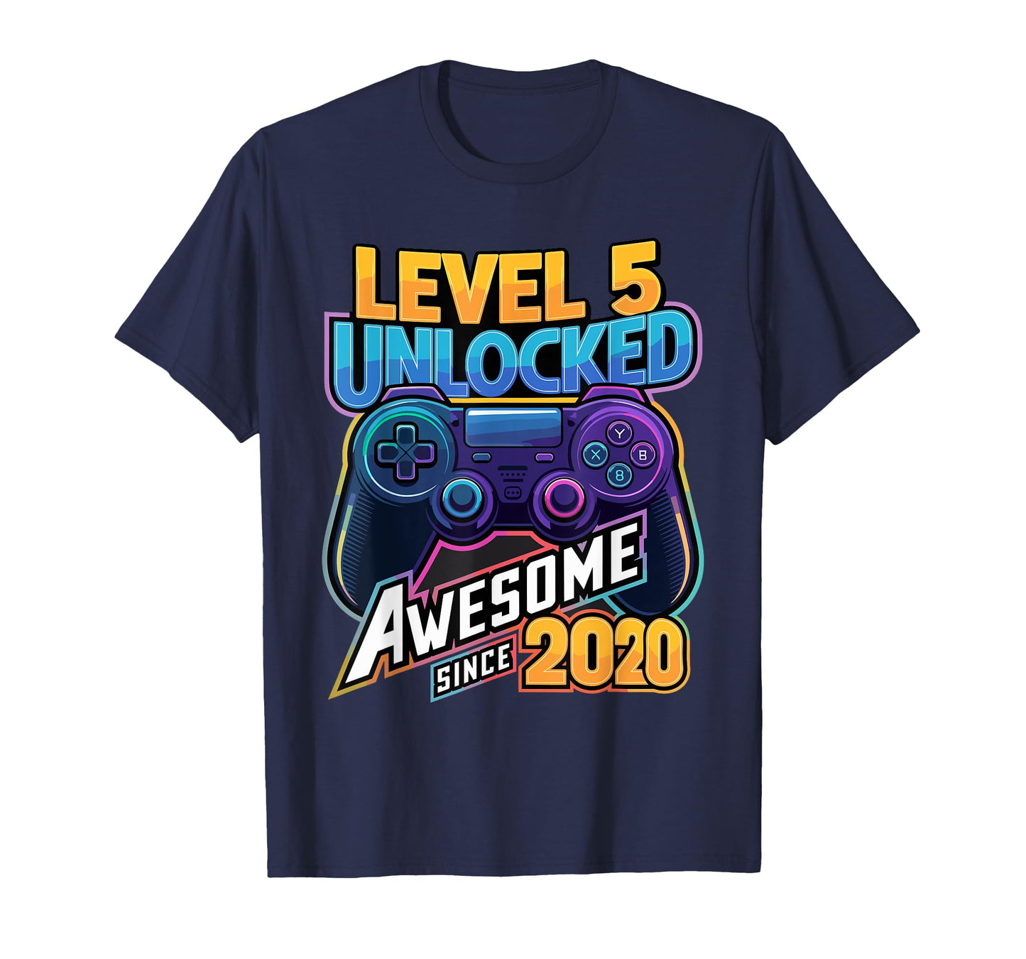 Level 5 Unlocked Awesome Since 2020 5th Birthday Gaming T-Shirt